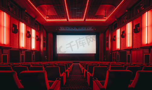 红色和棕色照明电影院的屏幕
