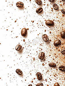表面铺满烘焙过的咖啡豆