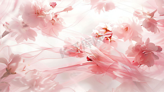 薄纱粉色花朵轻柔摄影照片
