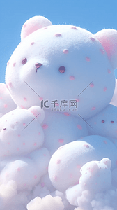 六一儿童节梦幻云朵形成的大白熊背景图片