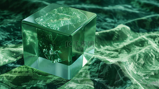 绿色立方体简约合成创意素材背景