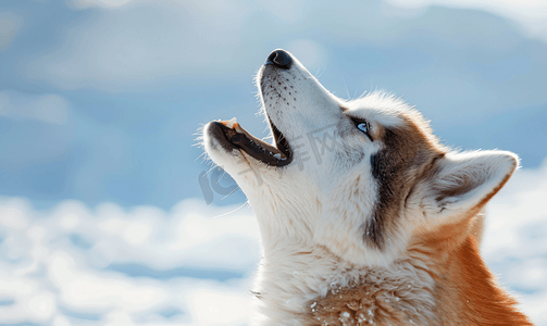 哈士奇犬嚎叫和吠叫有趣的宠物有趣的宠物在雪橇犬训练前散步