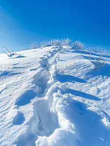 积雪小路摄影照片_道路上的积雪已清除雪堆中的狭窄小路