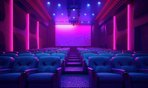 紫罗兰色照明电影院的屏幕
