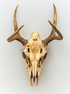 分离的年轻麋鹿动物头骨的正面图