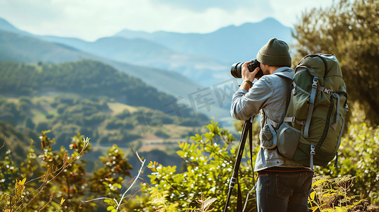 山里风景摄影师摄像机摄影照片