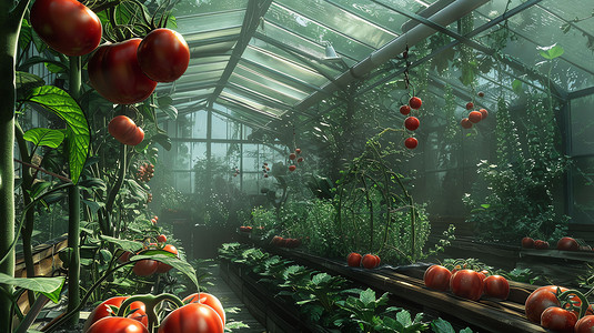 大棚西红柿蔬菜种植摄影照片