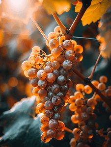 阳光葡萄摄影照片_秋天葡萄园里晒干的葡萄