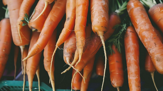 蔬菜胡萝卜长条根叶摄影照片