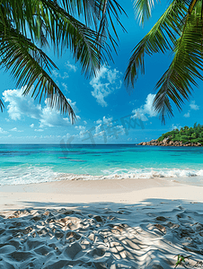 塞舌尔天堂群岛阳光明媚的海滩景观