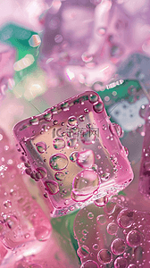 清凉夏日背景图片_夏日3D粉色清新透明冰块手机壁纸23背景