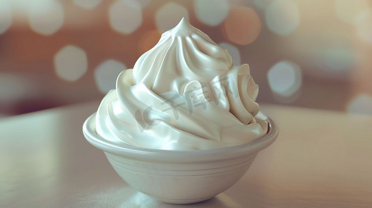 冰淇淋商用摄影照片_白色瓷碗冰淇淋绵密摄影照片