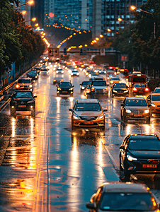 雨夜的城市交通