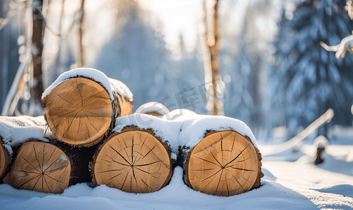 冬天的一堆锯木