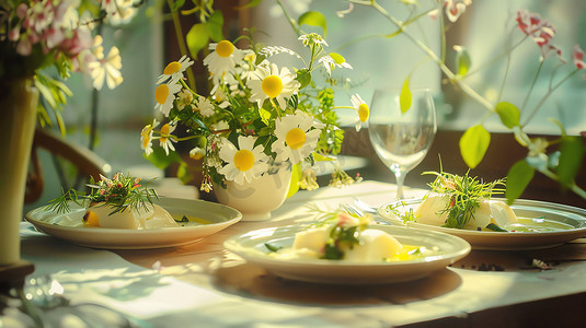 餐桌餐盘食物装饰摄影照片