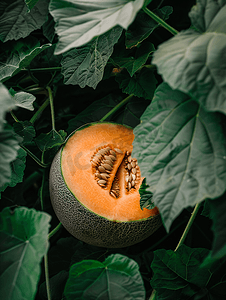 手绘尤加利摄影照片_摄影主题为背景夏叶上美丽的年轻果瓜