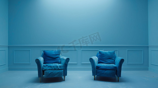 室内蓝色沙发灯光摄影照片