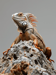 性别平衡摄影照片_一对岩石上的鬣蜥保持平衡并摆出姿势