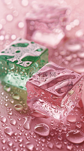 透明壳背景图片_夏日3D粉色清新透明冰块手机壁纸图片