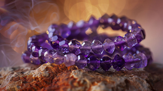 紫色珠子手串石头摄影照片