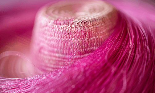 用粉色东洋纤维编织草帽