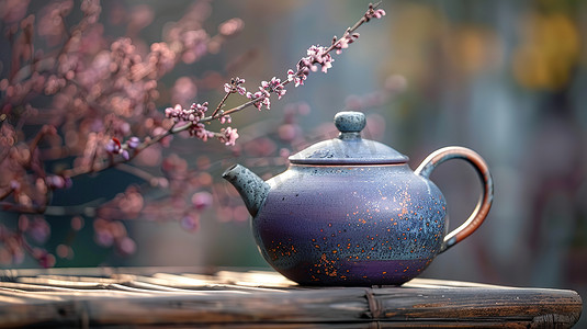 提梁紫砂壶摄影照片_紫砂壶茶壶品茶茶艺摄影图