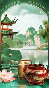 中式复古传统节日国风端午节场景素材