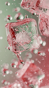 清凉夏日冰块背景图片_夏日3D粉色清新透明冰块手机壁纸背景素材