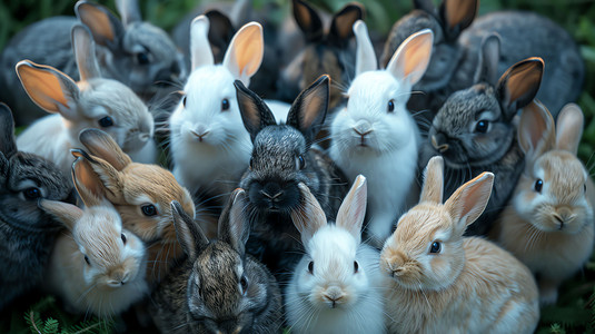 兔子可爱吃东西草地摄影照片