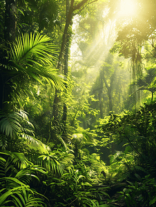 春天字体海报摄影照片_泰国热带雨林丛林
