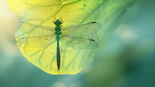 绿色荷叶蜻蜓莲子摄影照片