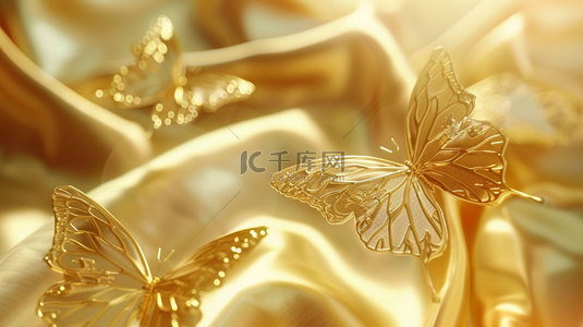 金色素材背景背景图片_金色蝴蝶辉煌合成创意素材背景
