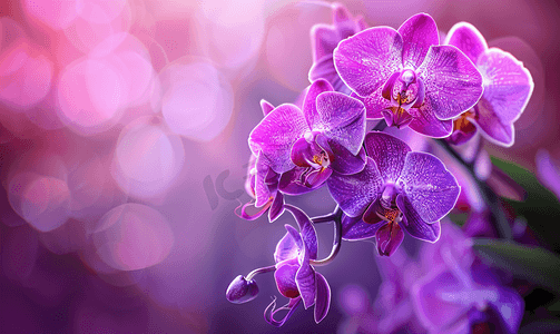 炫酷彩绘紫色摄影照片_自然背景中的紫色兰花