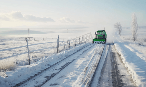 冬雪路刷绿耕地