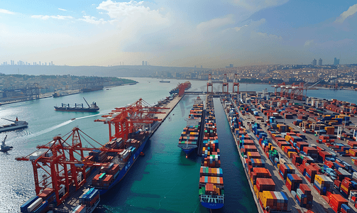 等待加载gif摄影照片_伊斯坦布尔海运和集装箱港口