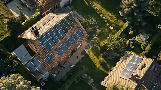 光板太阳能家园房屋摄影照片
