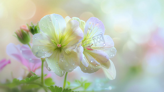 淡雅素雅摄影照片_淡雅花朵花苞绿叶摄影照片