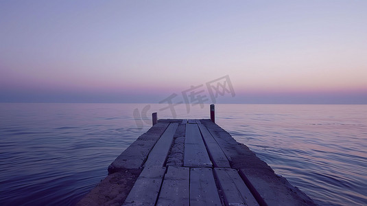 海洋木制渡口紫气摄影照片