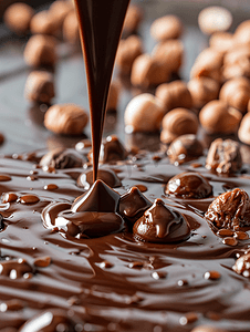 用优质可可、可可脂和榛子制作巧克力