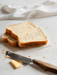 面包和黄油三明治与餐刀