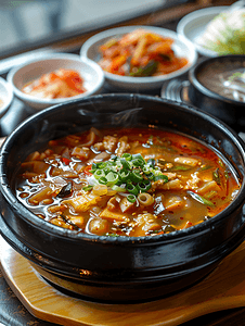 竹筒年糕摄影照片_韩国传统汤品年糕汤