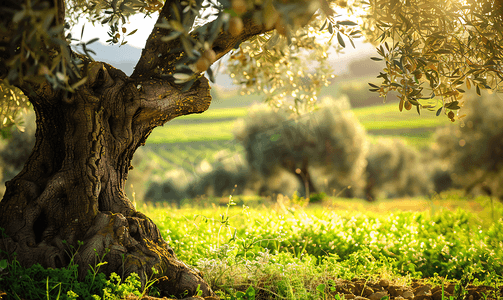 为谁培养人摄影照片_西西里岛花园里的绿橄榄树