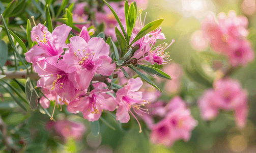 花园里美丽的沙漠柳花盛开