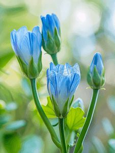 花园里发芽和盛开的菊苣花