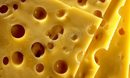 一块内部有孔的黄色瑞士奶酪