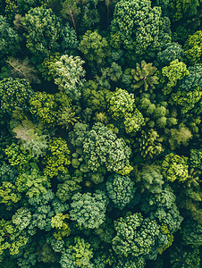 从上往下拍摄的森林无人机航拍图像