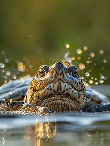 水龟摄影照片_大鳄龟浮出水面