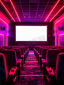 屏幕展示摄影照片_粉红色和紫色照明电影院的屏幕