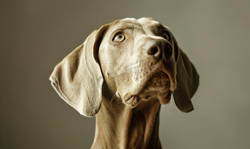 赤胆忠诚摄影照片_威玛猎犬狗肖像特写