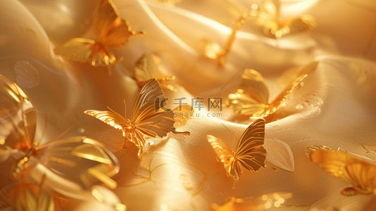 金色蝴蝶辉煌合成创意素材背景
